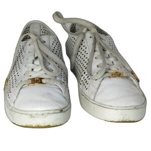 Michael Kors Designer Womens Pre-owned White Leather Sneakers - sz. 10M